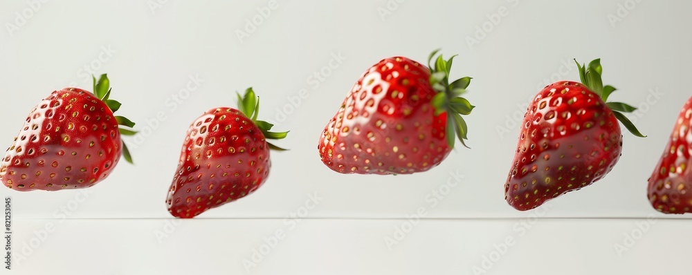 Floating realistic strawberries on a white background Floating realistic strawberries on a white background
