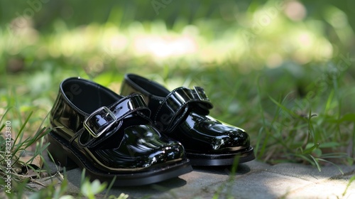 Classic baby Mary Janes in shiny black, a timeless choice for formal or everyday wear.