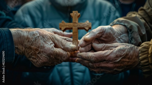 Hands Holding a Wooden Cross