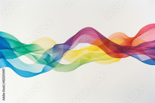 Design featuring wavy lines in rainbow colors, flowing diagonally across a white background for a playful effect,