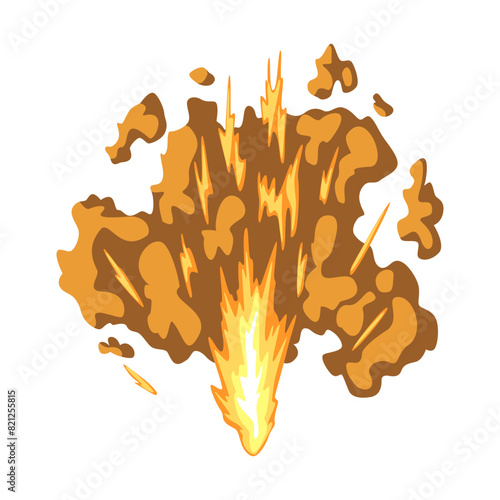 Gun flashe or gunshot animation. Fire explosion effect during the shot with the gun. Cartoon flash effect of bullet start. Shotgun fire, muzzle flash and explode