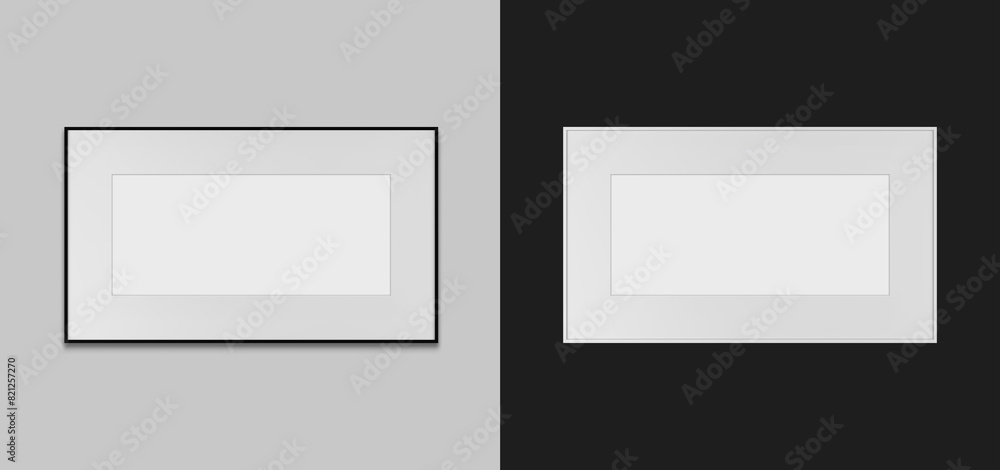 Black and white frame for painting and photography. 3d illustration Black and white frame for painting and photography. 3d illustration
