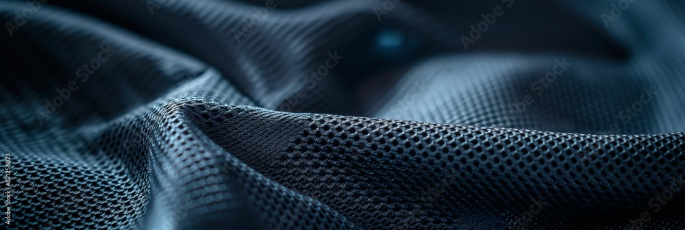 Blue textured fabric with intricate mesh pattern banner Blue textured fabric with intricate mesh pattern banner