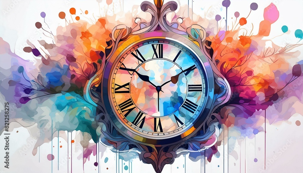Obraz premium Clock in water color paint