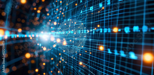 Wallpaper Mural Interconnected cyber cells, quantum computing network system, and electronic global data connection in an abstract tech backdrop Torontodigital.ca