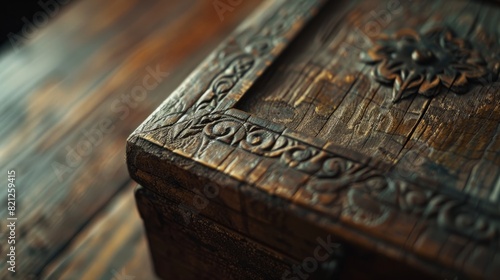Beauty and rusticity of the wooden box, showing its texture and decorative details. generative ai © ThisDesign