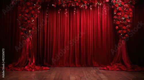 Romantic red roses. Mesmerizing wedding stage evoking love and beauty