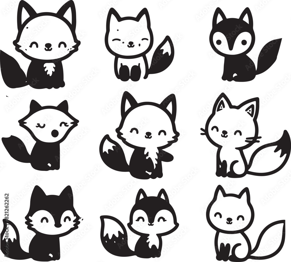 cute fox bundle vector cute fox bundle vector