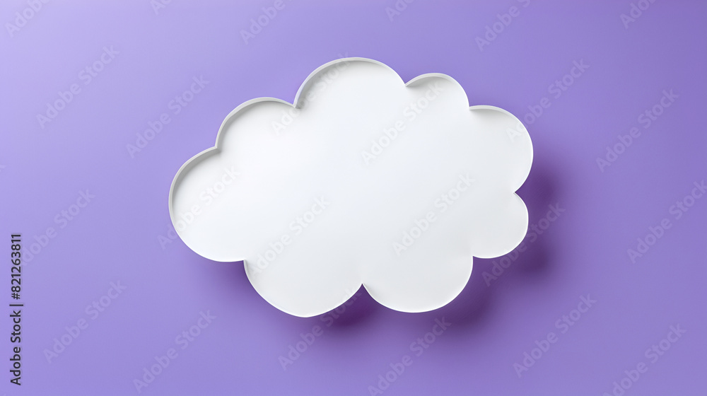 white cloud paper speech balloon on purple background design ,top view of white napkin in shape of cloud isolated on violet , Fashionable user interface design with realistic weather icon white cloud paper speech balloon on purple background design ,top view of white napkin in shape of cloud isolated on violet , Fashionable user interface design with realistic weather icon