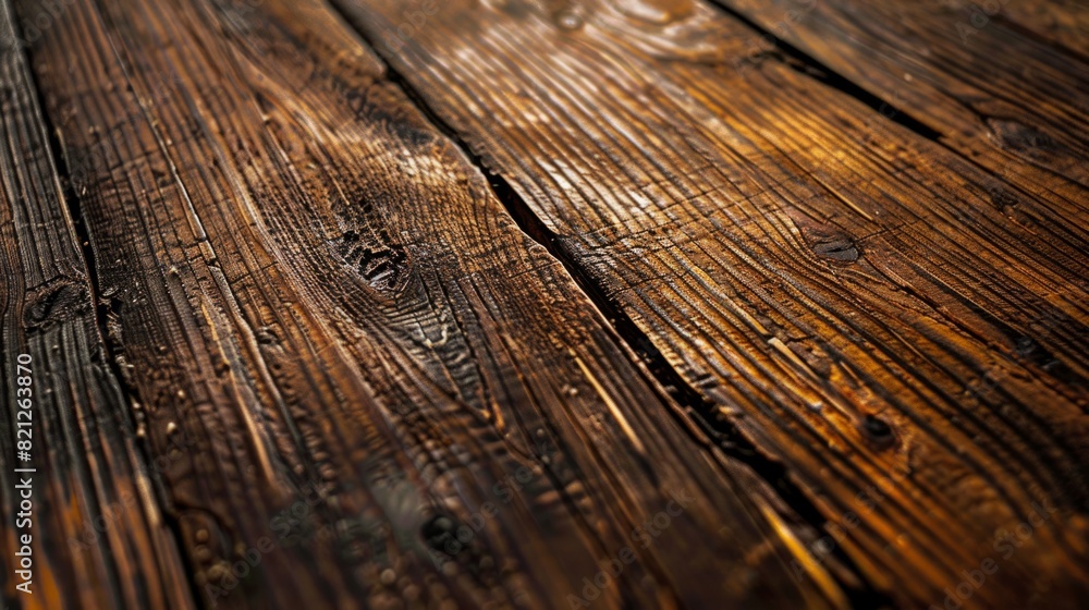 Fototapeta premium beauty and warmth of the wooden table, showing its grains and knots. generative ai