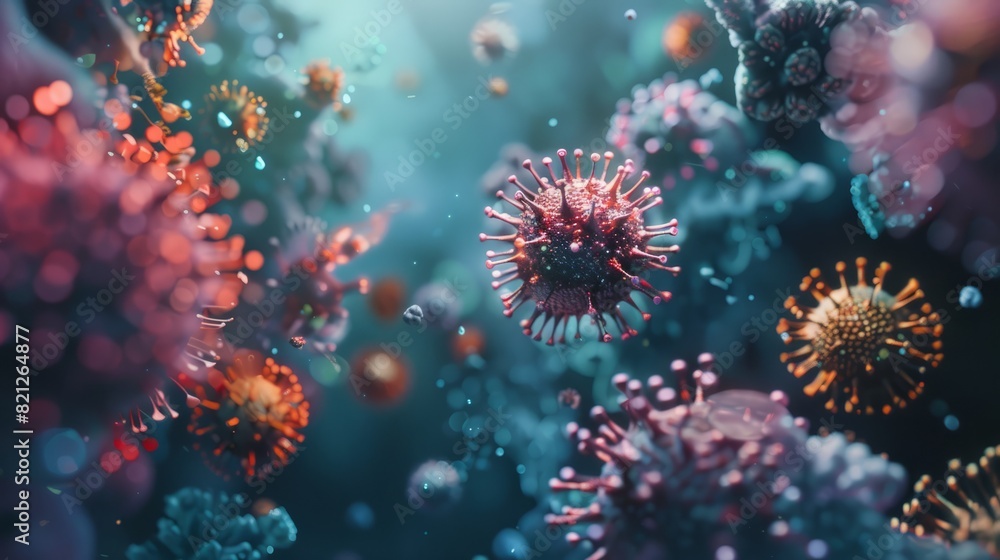 Fototapeta premium microscopic view of virus particles