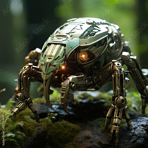 green robot bug in the forest © Nastassia