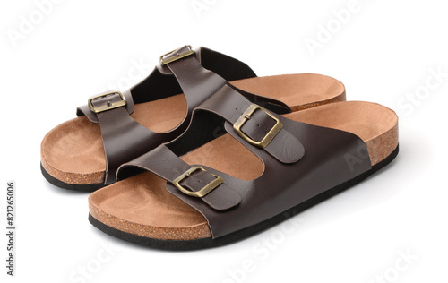 Pair of leather cork sandals