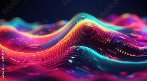 Abstract, digital and background waves. Wallpaper, futuristic and particles for digital, design and illustrative art with creativity