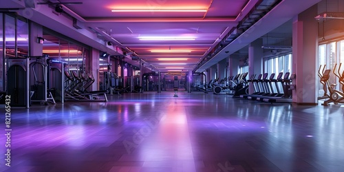 Innovative gym with dance floors exercise equipment cycling stations generating electricity. Concept Eco-Friendly Gym, Innovative Design, Dance Fitness, Electricity-Generating Equipment