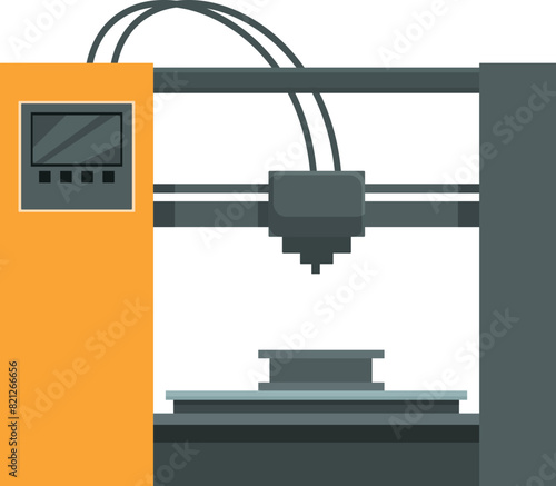 Flat design illustration of a desktop 3d printer, ideal for technology and manufacturing themes