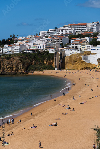 Praia do Peneco beach, Albufeira, Algarve, Portugal. Praia dos Pescadores beach. Fishermen, sunny day