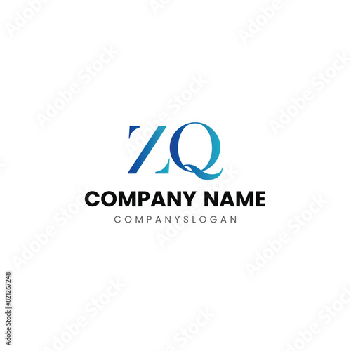 Letter ZQ initial logo design 