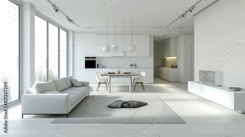 Contemporary Living Room With Abundant Furniture and Large Windows