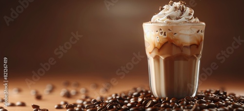 Cup of Coffee With Whipped Cream and Coffee Beans