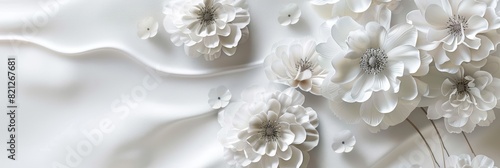 Delicate Floral Pattern on White Background for Beauty Products Generative AI