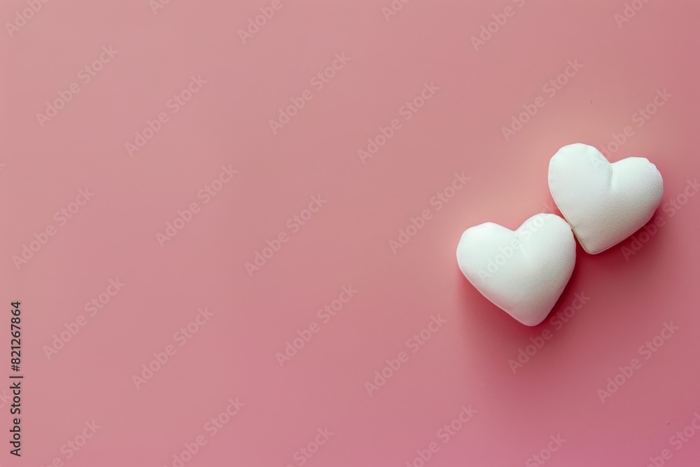 Two Heart Shaped Marshmallows on Pink Background Two Heart Shaped Marshmallows on Pink Background