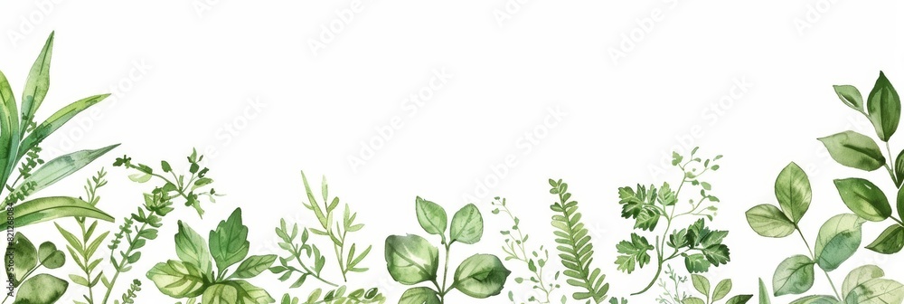 Watercolor Floral Invitation Template with Herbs and Leaves Generative AI