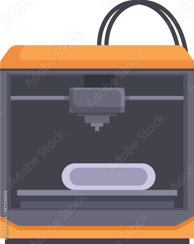 Flat design vector graphic of a 3d printer, ideal for technology and manufacturing concepts