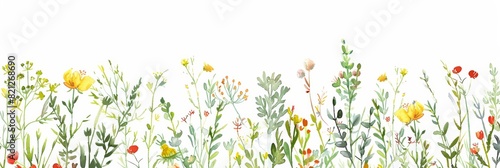 Vibrant Watercolor Herbs Template for Celebrations and Birthdays Generative AI © Stefan