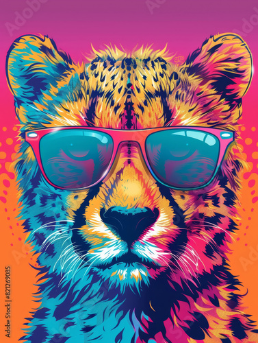 Cheetah Embraces Vibrant Fashion Trend with Sunglasses photo