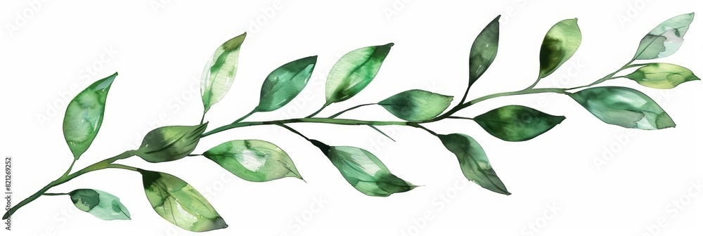 Whimsical Green Branch Illustration for Design and Art Generative AI