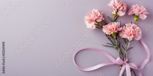 Pink Carnations Bouquet Tied With Ribbon