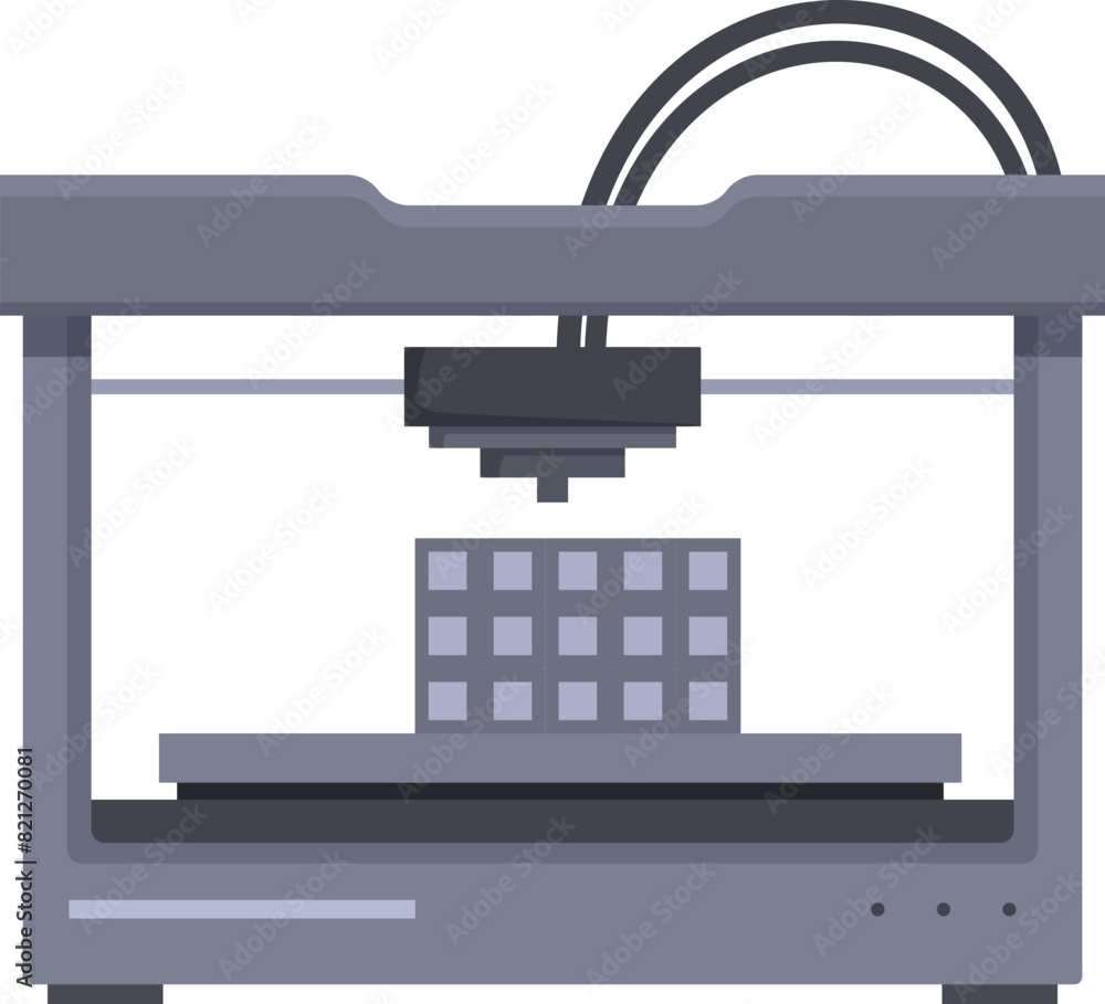 Obraz premium Modern flat design illustration of a 3d printer icon isolated on white background with additive manufacturing technology and electronic device concept in vector graphic