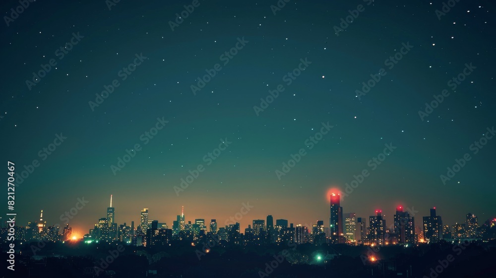 City Skyline at Night With Stars