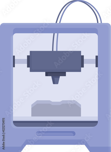 Modern 3d printer vector illustration in flat design for additive manufacturing technology with precision engineering and automated production process in a futuristic and innovative industrial setting