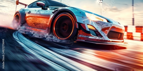 Sport Car on race track, Car wheel drifting, Gaming  © SupremeTones