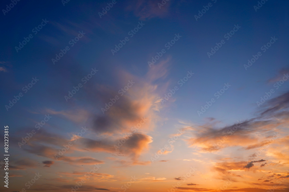 sunset with clouds in the sky for photo bakground
