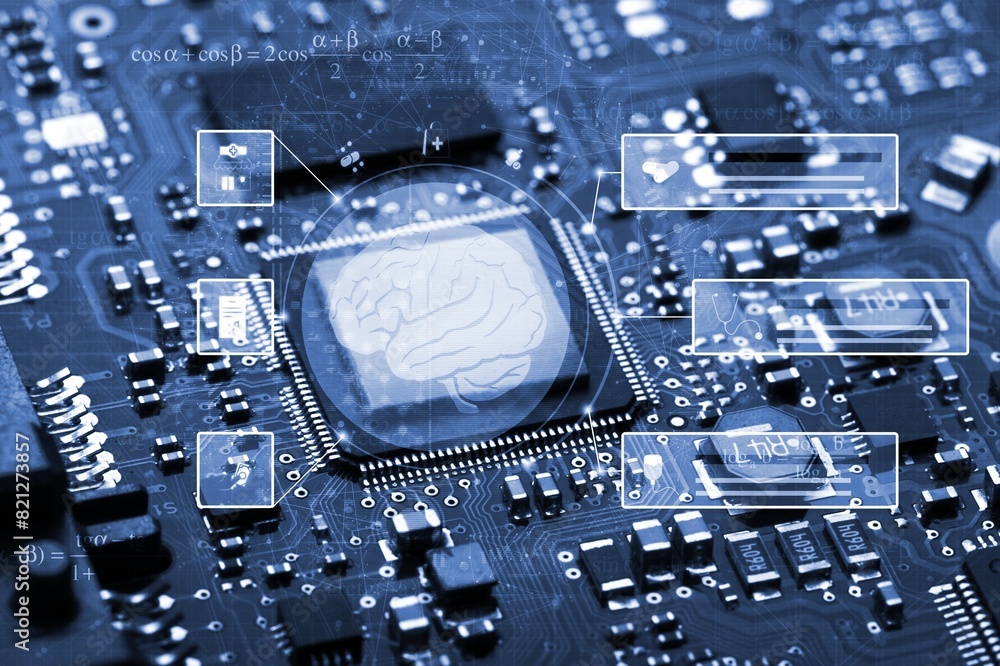 Concept of AI Technology chip on board Concept of AI Technology chip on board