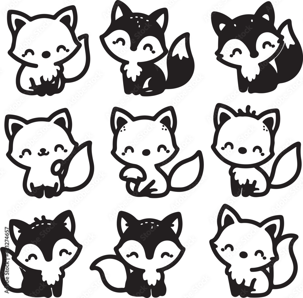cute fox bundle vector cute fox bundle vector