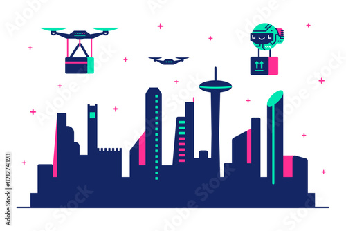 Contactless round-the-clock delivery by drones and quadrocopters