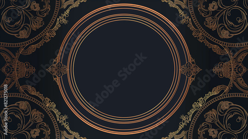 A gold and black design with a circle in the center
