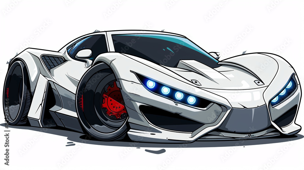 Futuristic Concept Car Illustrated in Bold and Dynamic Cartoon Style with Sleek Lines and Vibrant Colors. High-Performance Concept Car Featuring Unique Design Elements in a Colorful Cartoon Illustrati Futuristic Concept Car Illustrated in Bold and Dynamic Cartoon Style with Sleek Lines and Vibrant Colors. High-Performance Concept Car Featuring Unique Design Elements in a Colorful Cartoon Illustrati