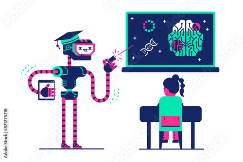 Robot teaches biology to girl in class