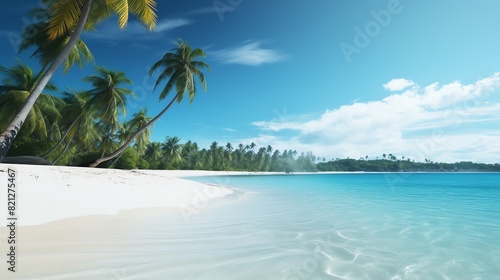Create a photorealistic painting of a beautiful beach