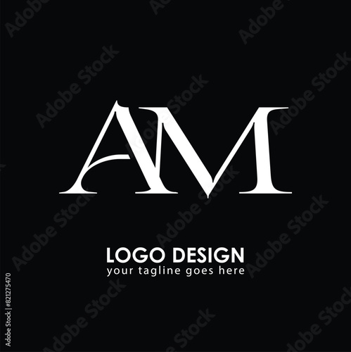 AM AM Logo Design, Creative Minimal Letter AM AM Monogram