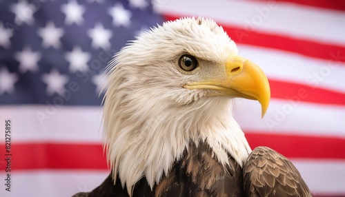 Bald Eagle with American Flag Background
