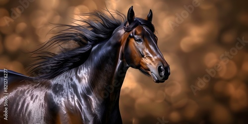 Majestic Belgian Draft Horse with flowing mane against chocolate brown backdrop. Concept Animal Photography  Majestic Horses  Dramatic Portraits  Equestrian Art  Equine Beauty