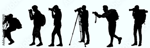 Set of photographer silhouette. 