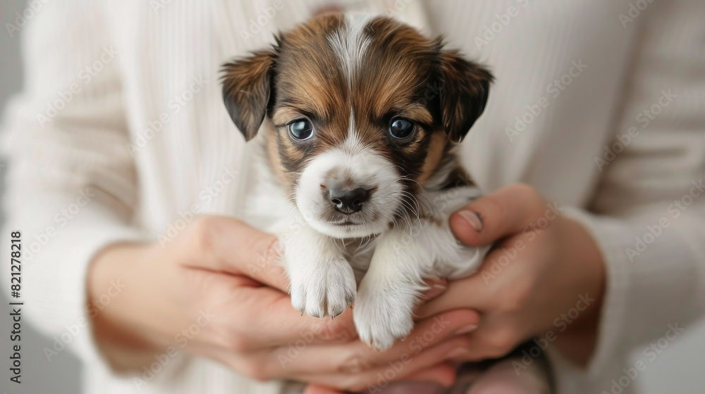 Person Holding Puppy in Hands