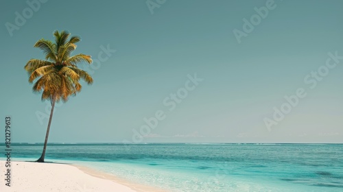 Tropical Beach With Palm Trees and Clear Water